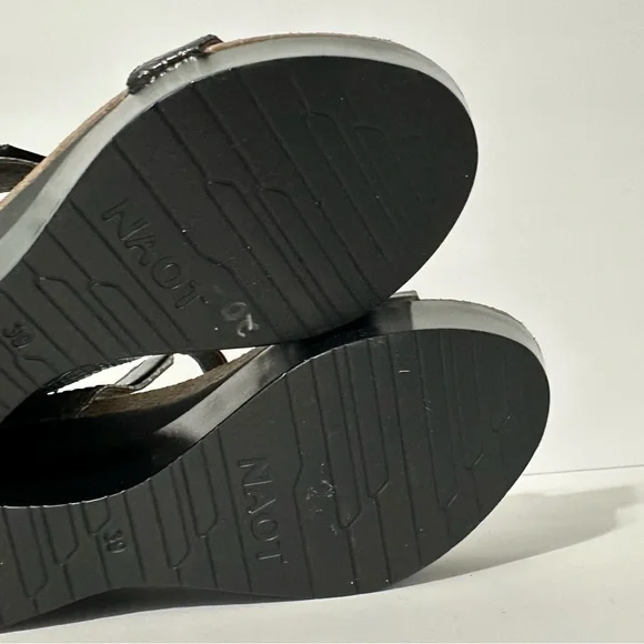 NAOT Womens Sandals Sz 39 (US 8) Wedge Ankle Strappy Embossed Animal Print Boho - Picture 11 of 13